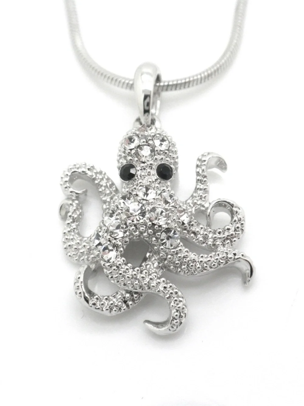 Octopus Swarovski Crystal Element White Gold Plated Necklace